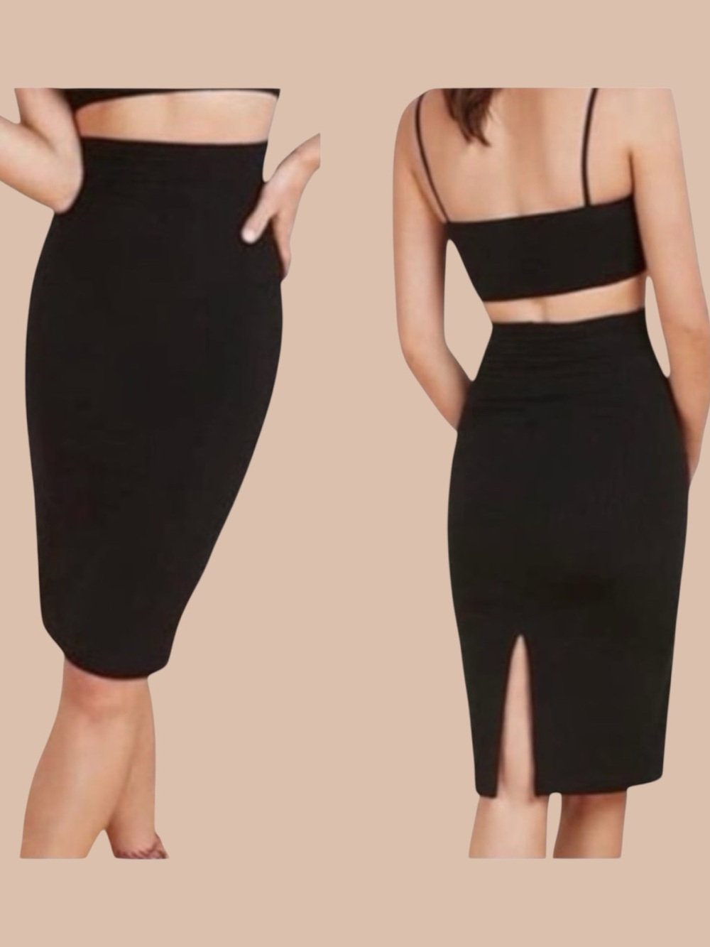 Reformation Ribbed Skirt Back Slit High Waist Size Medium